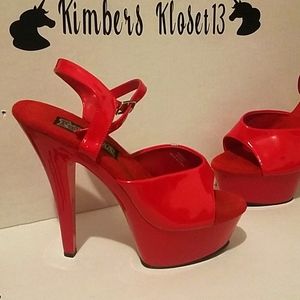 Sexy red Heels size 7 1/2-8 go with Santa Ensemble